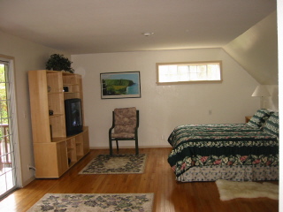 Master bedroom - sliding glass doors to lanai overlooking garden